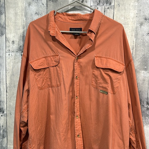 Men’s Duck Head Long Sleeve Button Down Shirt Size XL Burnt Orange - Picture 1 of 6
